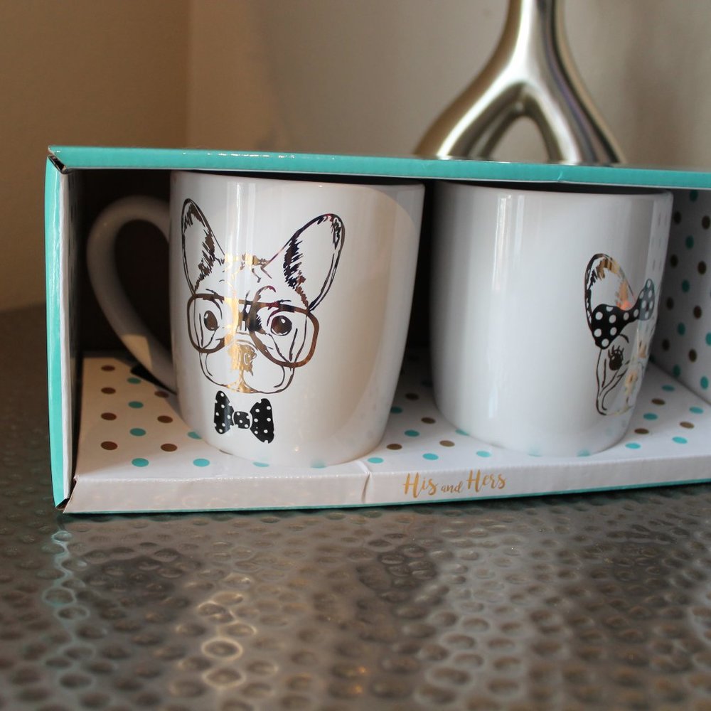 Set of His & Hers Frenchie Bulldog Mugs NWT - Picture 4 of 5